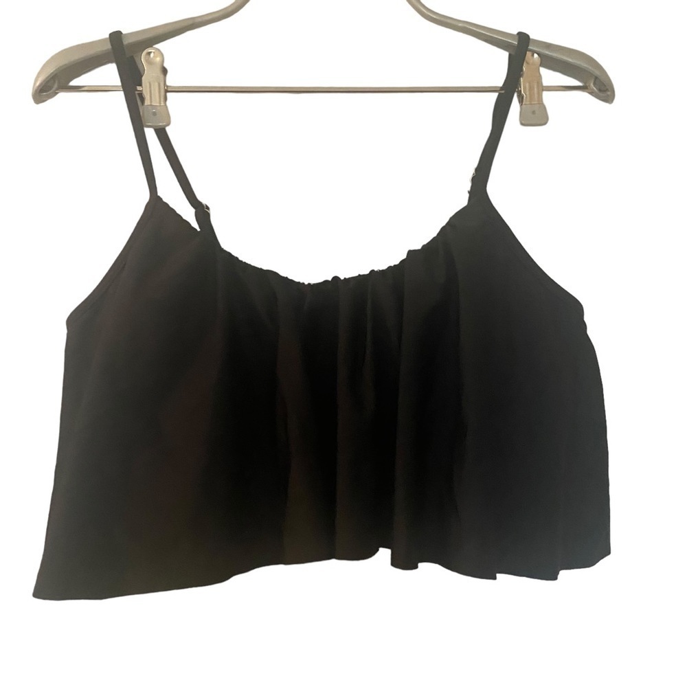 Cupshe ruffle black bikini top sz M 36” bust fully lined